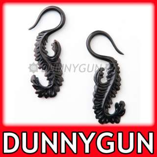 10G Peacock Swans Black Horn Plugs 10 gauge taper  