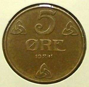 NORWAY 1941 5 ORE NICE COIN  
