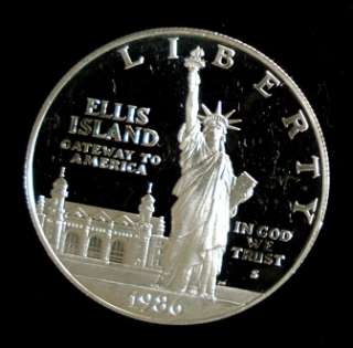 1986 STATUE OF LIBERTY PROOF COMMEMORATIVE SILVER DOLLAR, COIN ONLY 
