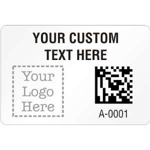  Custom 2D Barcode Label With Logo, 1 x 1.5 VOID if 