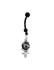 Handcrafted Crystal Sterling Pearl Swirl Black Titanium Belly Ring