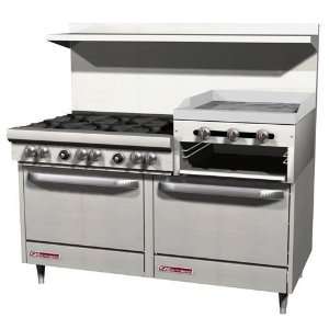   Range, 60 Inch, 6 Burners, 2 Ovens, 24 Griddle/Broiler, Gas Kitchen