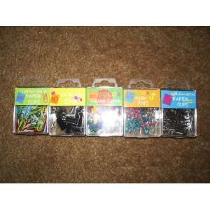   inch binder clips, color thumb tacks, 1 1/4 inch color paper clips