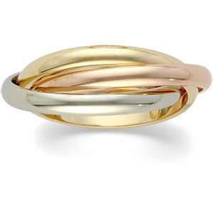    14K Yellow Gold Tri Color 3 Band Rolling Ring   Size Jewelry
