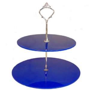  Two Tier Blue Acrylic Circle Cake Stand 23cm 19cm (overall 