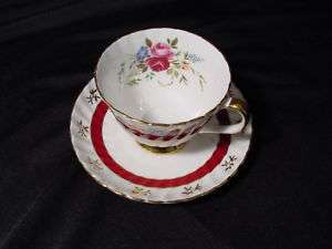Royal Adderley Ridgway Cup and Saucer Red Gold  