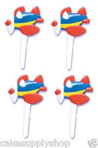 12 AIRPLANE CUPCAKE DECORATION TOPPERS PICKS NW  