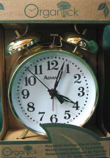 Brass Twin Bells & Hammer Key Wind Alalog Alarm Clock  