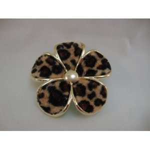   Animal Print Hair Flower Clip and Pin Back Brooch 