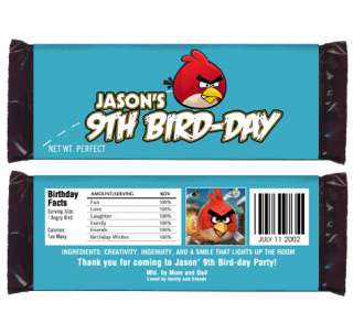 ANGRY BIRDS Birthday Party Favor Personalized CANDY WRAPPERS  