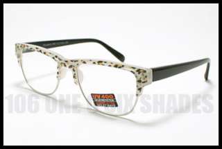   EYE Horn Rimmed Eyeglass Frame Clear Lens Womens LEOPARD Animal Print