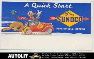 1938 Donald Duck in an Antique Car Sunoco ORIGINAL Blotter  