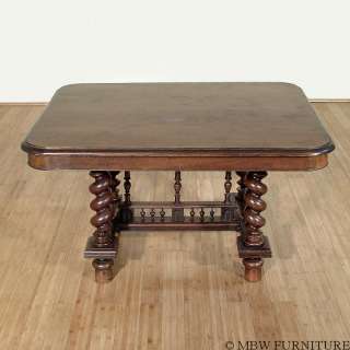 Antique French Solid Oak Jacobean Dining Table a117  