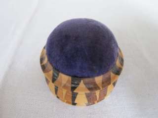 ANTIQUE TUNBRIDGE STICK WARE SEWING PIN CUSHION   c1870  