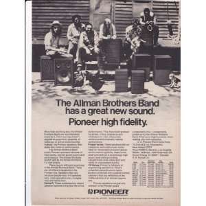  Pioneer Speakers Allman Brothers Band 1974 Original Vintage 