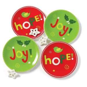   Whimsical Hope and Joy Appetizer Plates,Set of 4