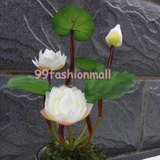 1x 31cm/12Artificial Lotus Ornament Flowers Silk Water Lily Bouquet 4 