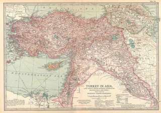 TURKEY. Asia Minor. Middle East Old Antique Map.1903  
