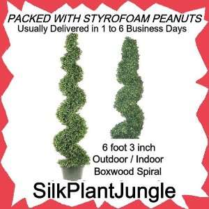 Artificial Outdoor Indoor Potted 6 foot 3 inch Boxwood Spiral Topiary 