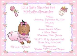 10 Darling Crawling Baby Girl Personalized Baby Shower Invitations w 
