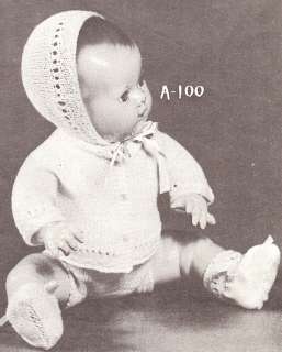 Knitting PATTERN 10 16 Baby Doll Clothes Sweater Cap  