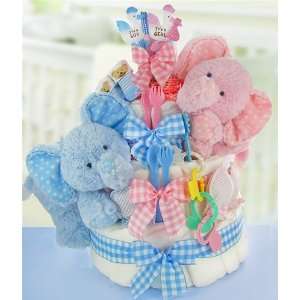 Gingham & Giggles 3 Tier Twins Baby Diaper Cake Baby
