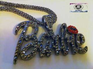 Nicki Minaj 3 FAMOUS BARBIE Iced Out Necklace Hematie/Black Red Lips 