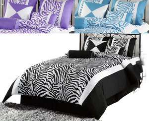   or Light Purple+White Safari Zebra Stripe Comforter Set/Bed In A Bag