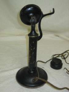   WESTERN ELECTRIC CANDLESTICK TELEPHONE W/EAR PIECE & BELL BLACK PHONE
