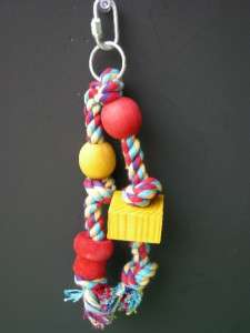 Multi Pet Twin Hanger Small Cotton Rope &Wood Bird Toy  