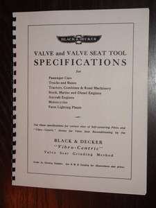 Black & Decker Valve Tool / Seat Grinder Spec Manual  