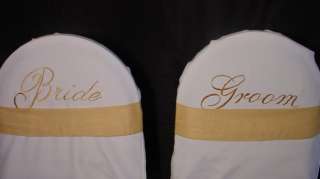 NEW IVORY BRIDE & GROOM WEDDING BANQUET CHAIR COVERS  