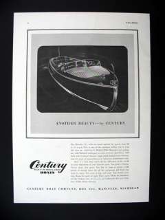 Century Boats Resorter 19 Motor Boat 1947 print Ad  