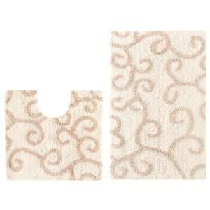  2 Piece Bath Rug Set   New Scroll Ivory Linen by Cotton 