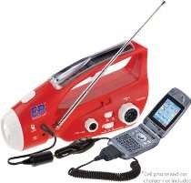   Hand Crank Powered Emergency Flashlight, Radio, & Cell Phone Charger