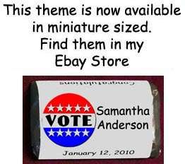   Election Vote School PARTY Personalized Candy Wrappers Favors  