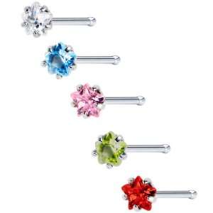  20 Gauge Stainless Steel Star CZ Nose Bone Pack Jewelry