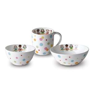  Fine Bone China Jelly Bubble 3pc Kids Meal Set Kitchen 