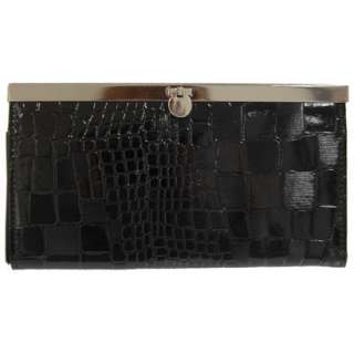 Je Veux Patent Croc Print Clutch Wallet   Black.Opens in a new window