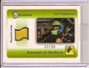 CARL EDWARDS 2009 ELEMENTS RACE USED FLAG RELIC SERIAL #23/99  