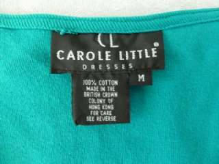 CAROLE LITTLE Vtg? Romantic Sexy Turquoise Button Front Cotton Knit 
