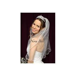  Swarovski Crystal White Satin Bridal Cord Veil Beauty