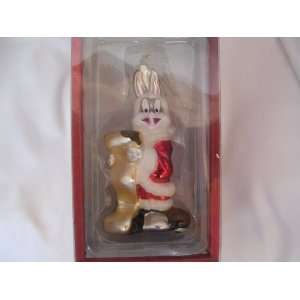  Bugs Bunny Looney Tunes Santa 6 Glass Ornament Collectible 