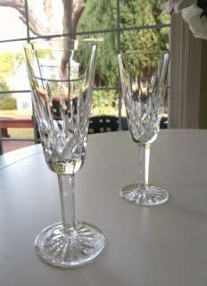 WATERFORD CRYSTAL 2 (TWO) LISMORE CHAMPAGNE FLUTE GLASSES  