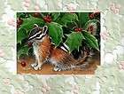 10 Embossed Boxed Christmas Cards Chipmunk & Holly