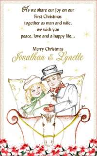 Custom Christmas Couple Sleigh Holiday Greeting Cards  