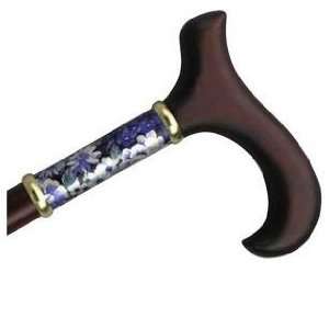 Wood Cane With Derby Handle and Mauve Floral Inset Health 