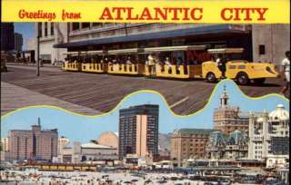 Atlantic City NJ Bus Beach Scene Postcard  