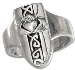 NEW STERLING SILVER MENS CELTIC KNOT CLADDAGH RING 11  