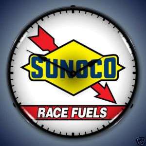 NEW SUNOCO RACE FUEL GAS OIL ADV BACKLIT LIGHTED CLOCK  